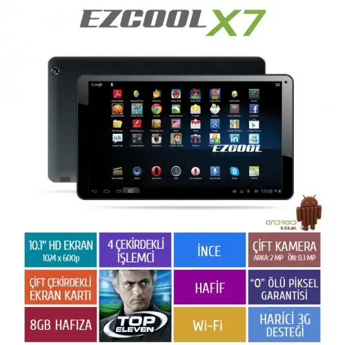 Ezcool X7 8GB Wi-Fi 10.1″ Siyah Tablet