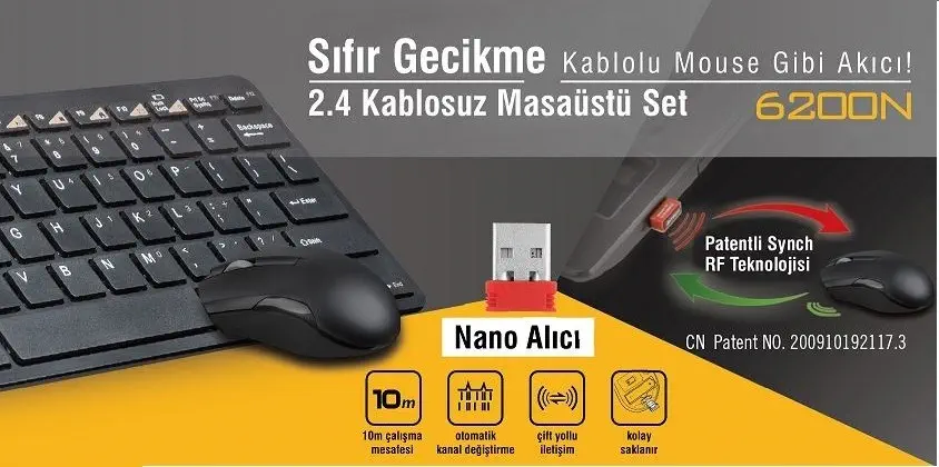 A4 Tech 6200N Kablosuz Klavye Mouse Set
