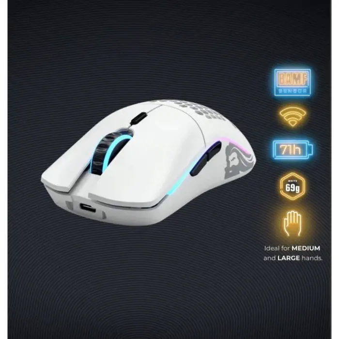 Glorious Model O Kablosuz Beyaz Oyuncu Mouse