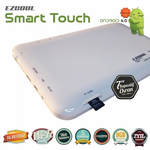 Ezcool Smart Touch 7 inch Kapasitif Ekran 8 GB Beyaz Tablet Pc