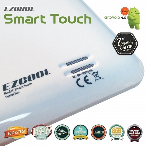 Ezcool Smart Touch 7 inch Kapasitif Ekran 8 GB Beyaz Tablet Pc