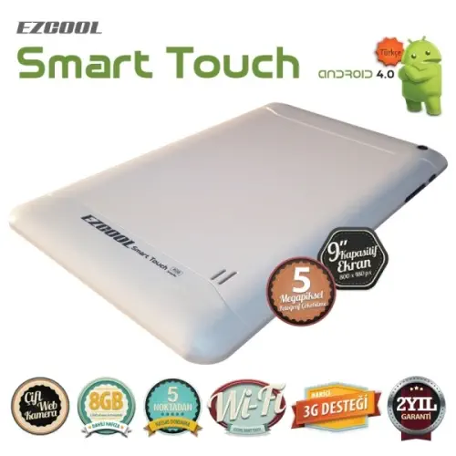 Ezcool Smart Touch 8GB 9″ Beyaz Tablet + 4 Adet Aksesuar Hediye