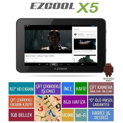Ezcool X5 8GB DualCore 10.1″ HD Siyah Tablet 