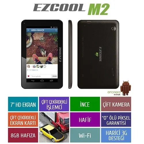 Ezcool M2 8GB DualCore 7″ HD Siyah Tablet 