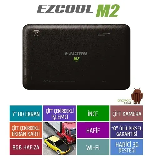 Ezcool M2 8GB DualCore 7″ HD Siyah Tablet 