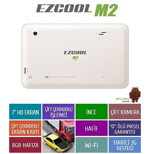 Ezcool M2 8GB DualCore 7″ HD Beyaz Tablet 