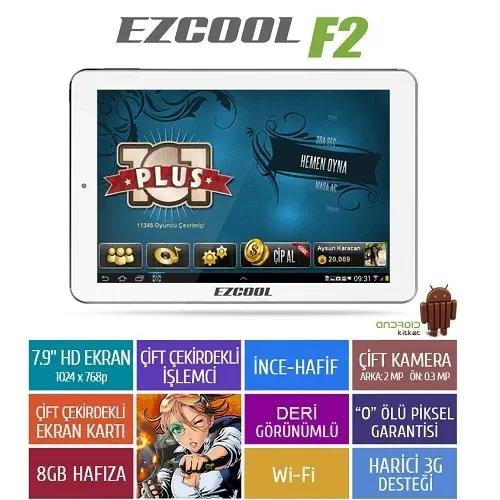 Ezcool F2 8GB Dual Core 7.9″ HD Beyaz Tablet 