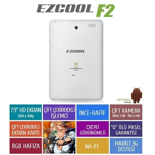 Ezcool F2 8GB Dual Core 7.9″ HD Beyaz Tablet 