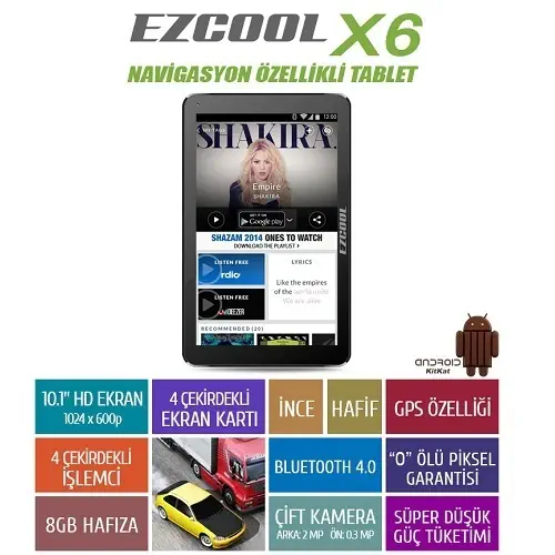 Ezcool X6 8GB Quad 10.1″ HD Beyaz Tablet 