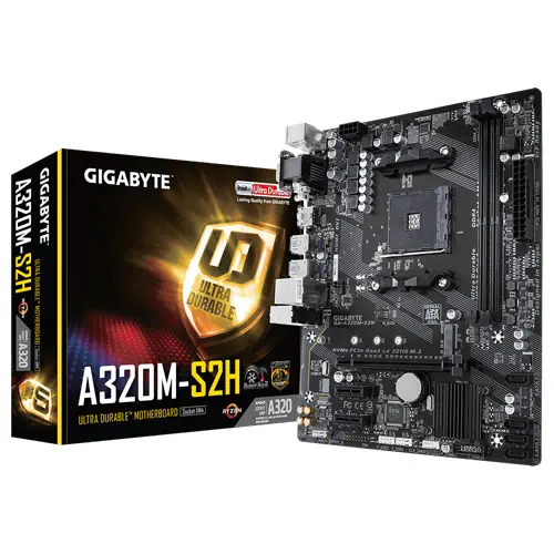Gigabyte A320M-S2H AMD A320 Soket AM4 DDR4 3200Mhz(OC) mATX Gaming(Oyuncu) Anakart