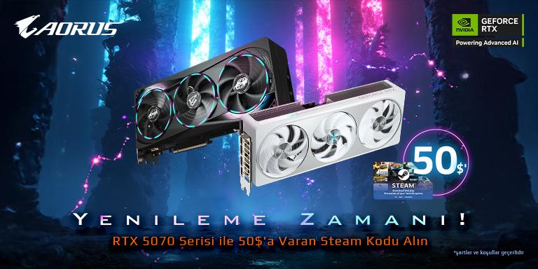 Gigabyte RTX 5070 Ekran Kartlarında Steam Kodu Hediye!