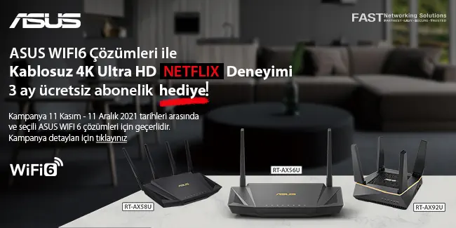 ASUS WIFI6 Network Ürünlerinde Netflix Hediye