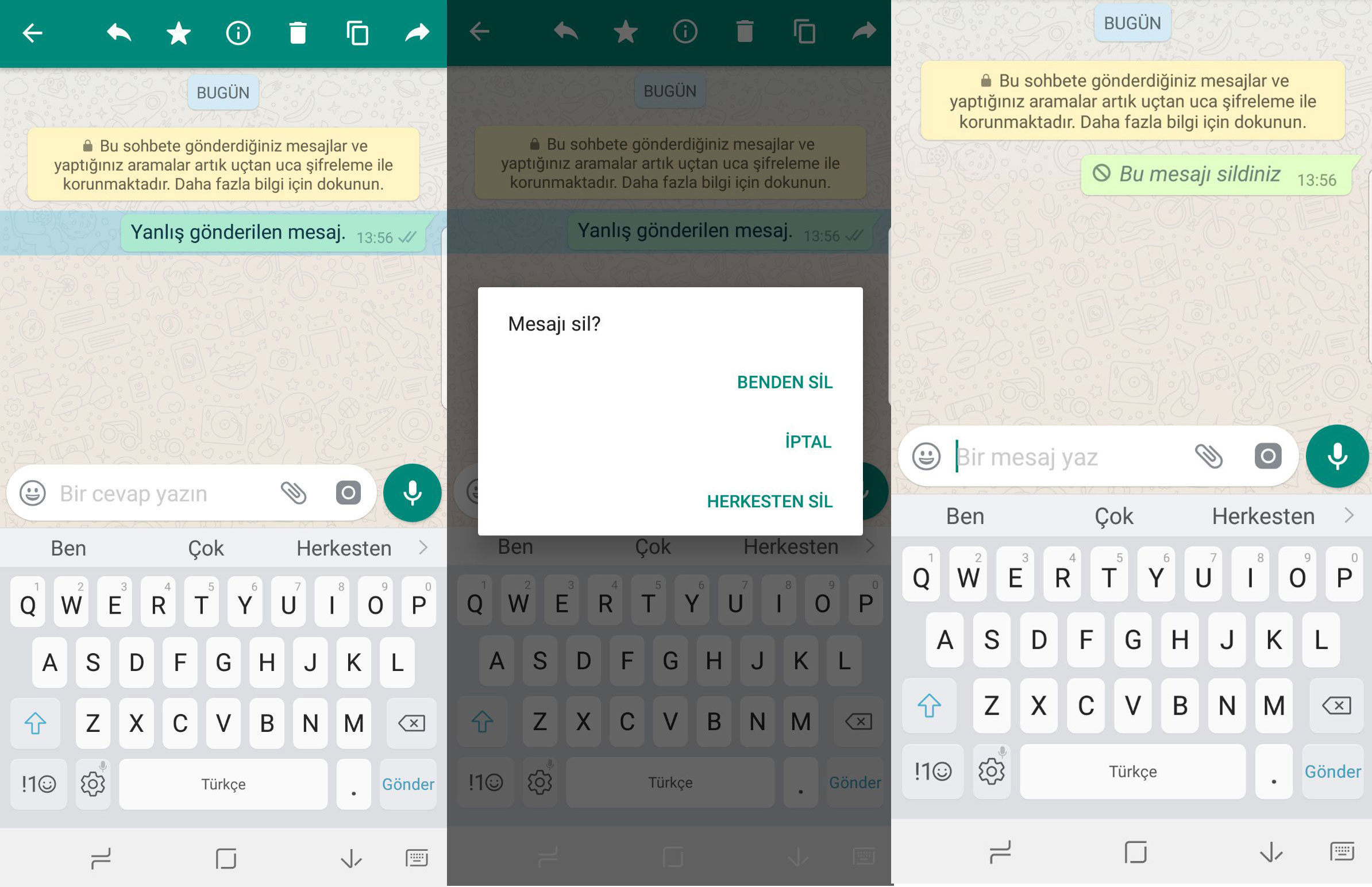 Whatsapp mesajı silme adımları