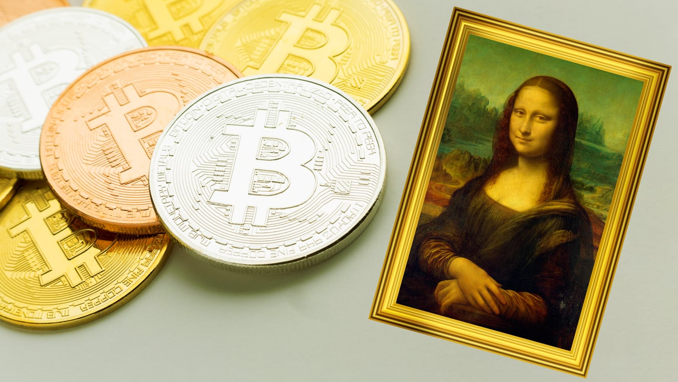 NFT para birimi Bitcoin ve sanat eseri Mona Lisa