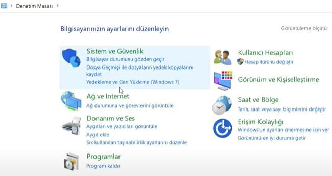 sistem ve güvenlik ayarları 