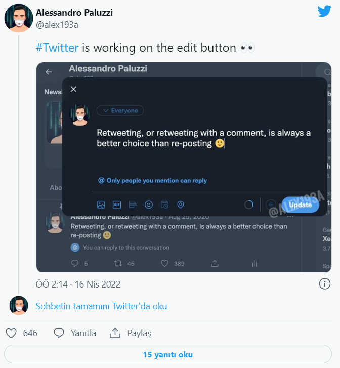 Twitter'ın Düzenle Özelliğine İlk Bakış