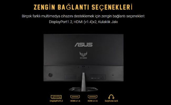 Asus TUF Gaming VG279Q1R Monitör modelinin bağlantı seçenekleri