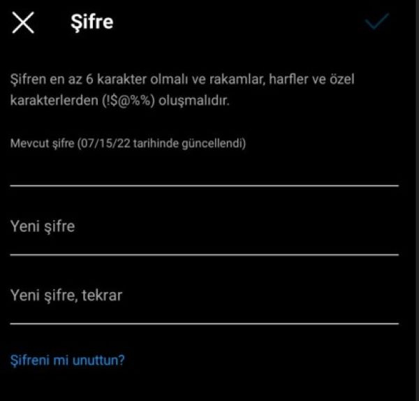 Instagram Şifre Yenileme