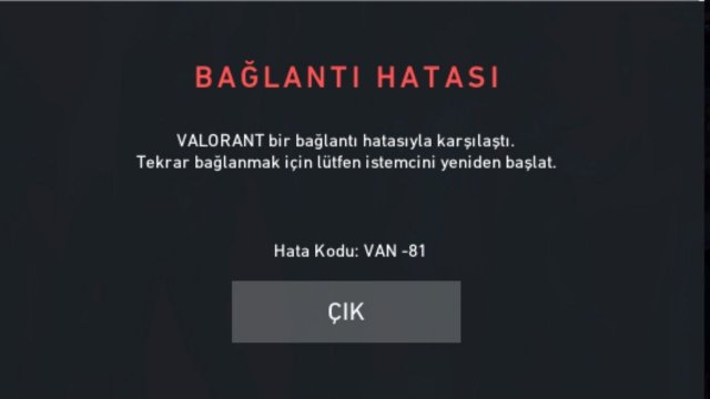 Valorant VAN-81 Hatası Nasıl Çözülür?