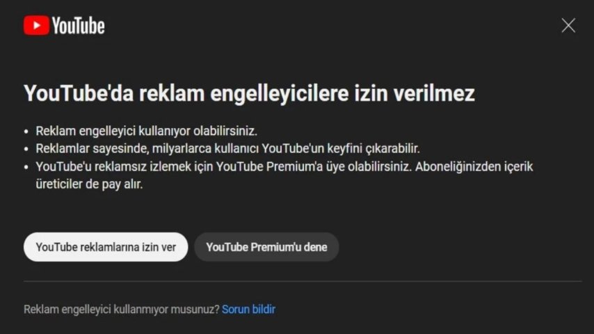 YouTube'da reklam engelleyicilere izin verilmez (2024)