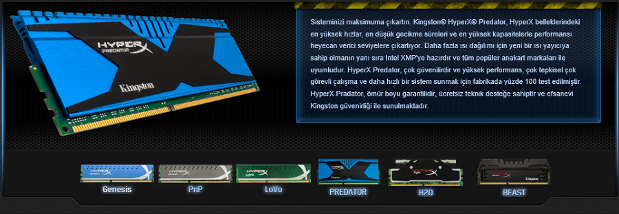 Kingston 8 GB Ddr3 1600 MHz Kit Hyperx (2x4GB) - incehesap.com