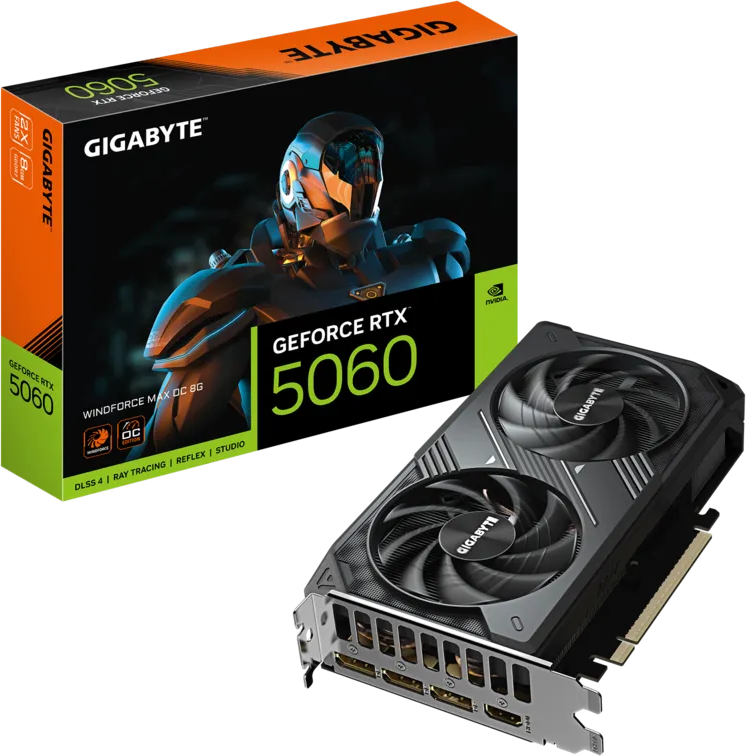 Gigabyte GeForce RTX5060 WINDFORCE MAX OC GV-N5060WF2MAX OC-8GD GDDR7 8GB 128Bit Gaming Ekran Kartı