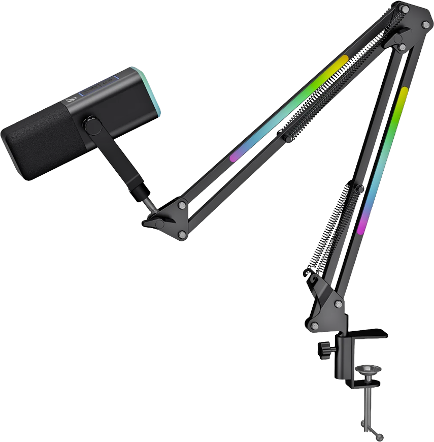 Havit Gamenote GK71 Pro RGB Yayıncı Mikrofonu, 24-Bit, 192kHz, XLR & Type-C, Stantlı - Siyah