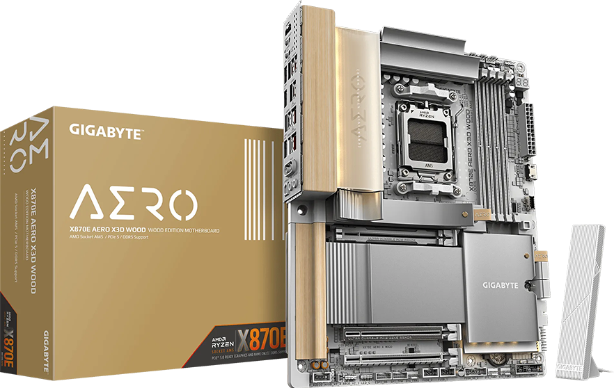 Gigabyte X870E AERO X3D WOOD AM5 DDR5 9000MHz (OC) ATX Gaming Anakart