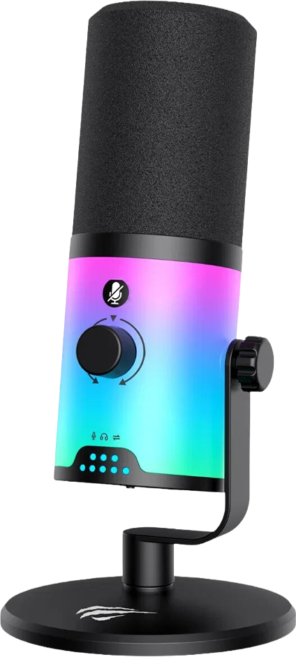 Havit Gamenote GK73 RGB Dinamik Oyuncu Mikrofonu - Type-C XLR 3.5mm Yayıncı Kayıt Mikrofonu (24 Bit / 192 kHz)