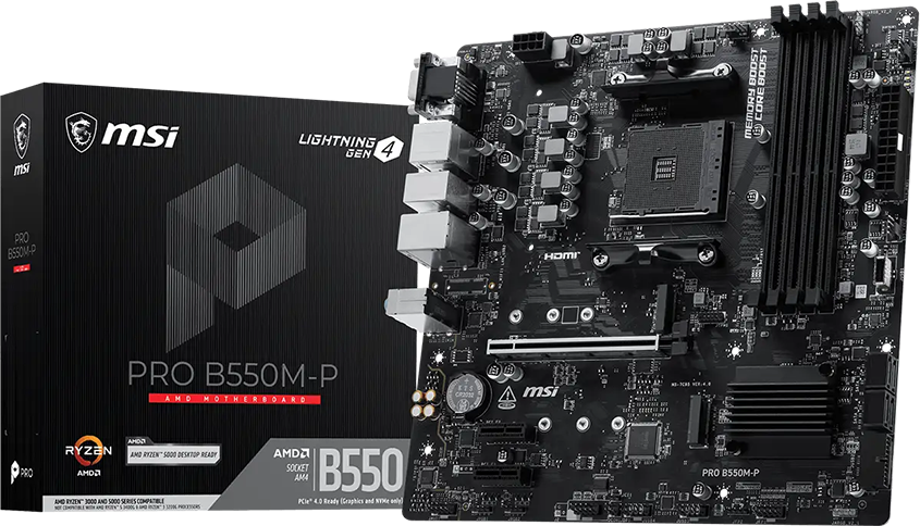 MSI PRO B550M-P AMD B550 Soket AM4 DDR4 4400(OC) MHz m-ATX Gaming (Oyuncu) Anakart