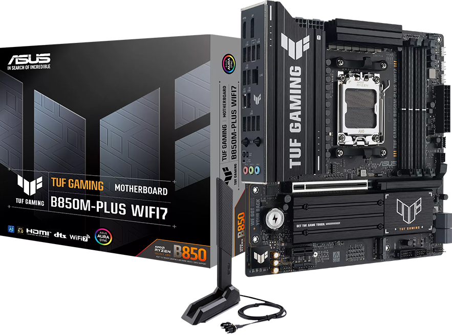 ASUS TUF B850M-PLUS WIFI7 AM5 DDR5 8000+(OC) MHz mATX Gaming Anakart