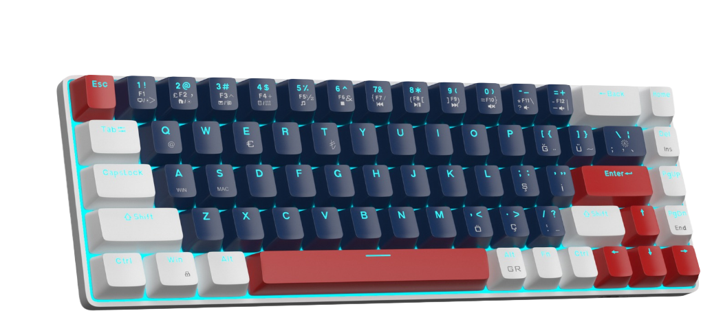 MageGee MK-BOX 68 Tuş Kablolu Mekanik Blue Switch Türkçe Q Mavi-Beyaz Gaming Klavye