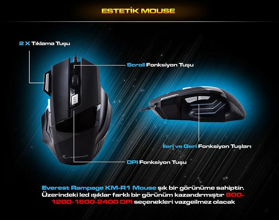 Everest Rampage KM-R1 Klavye Mouse Seti