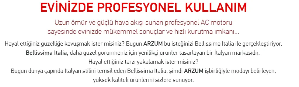 Arzum AR5004 Bellissima Profesyonel Saç Kurutma Makinesi Siyah