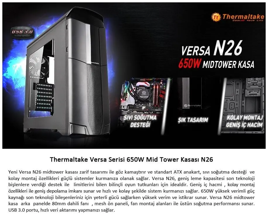 Thermaltake Versa N26 CA-3G3-65M1WE-00 Kasa