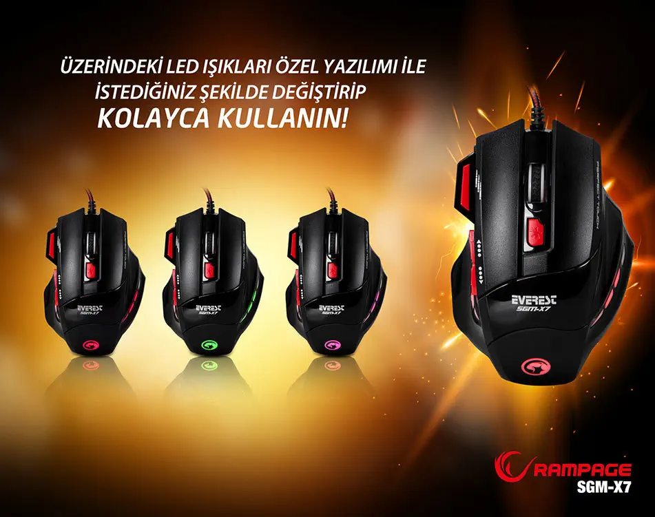 Everest SGM-X7 Oyuncu Gaming Mouse + Mouse Pad