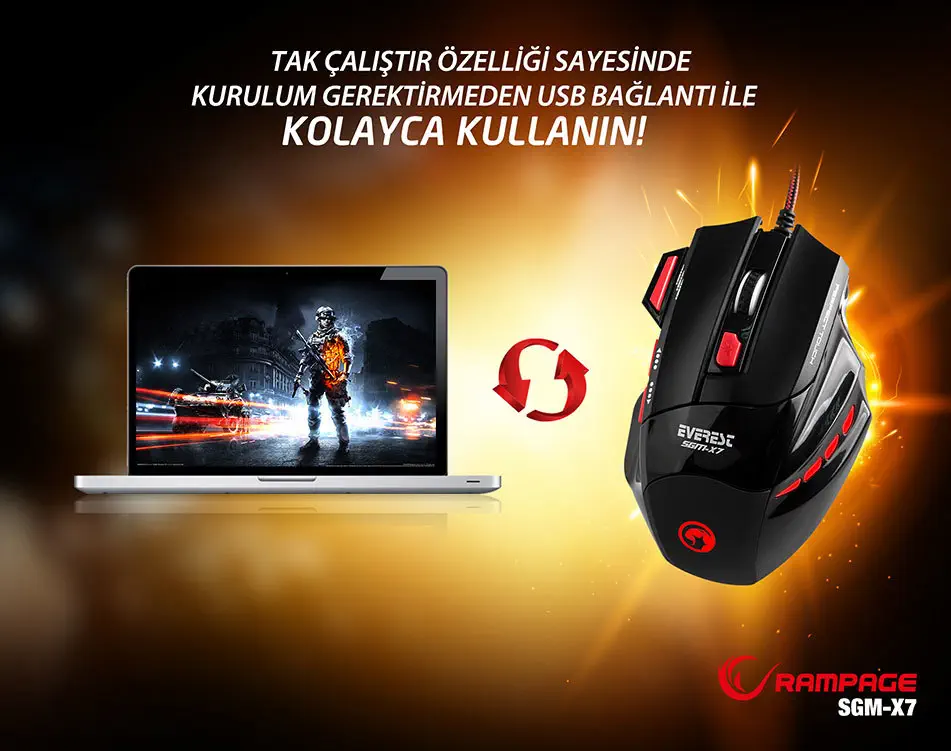 Everest SGM-X7 Oyuncu Gaming Mouse + Mouse Pad