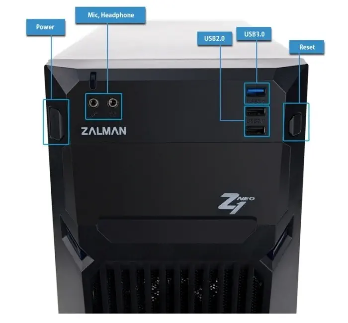 Zalman Z1NEO-500LX 500W 2xUSB 2.0 1xUSB 3.0 ATX Siyah Kasa