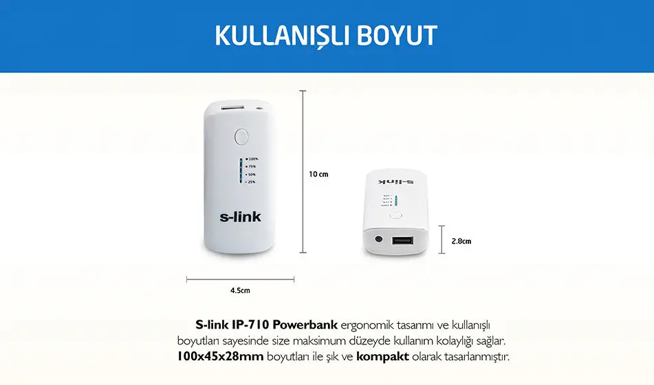S-Link IP-710 5200mAh Powerbank Beyaz/Gümüş