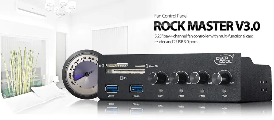 Deep Cool Rock Master V3.0 Ön Panel 5.25″ Yuva 2xUSB CF/SD/Micro SD Kart Okuyucu Analog Fan Kontrolü