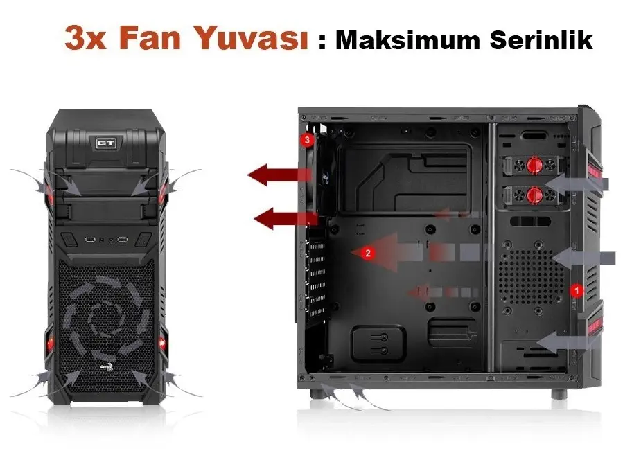 Aerocool GT Black Edition AE-GT-400 400W Mid-Tower Oyuncu Kasası