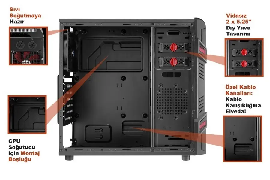 Aerocool GT Black Edition AE-GT-400 400W Mid-Tower Oyuncu Kasası