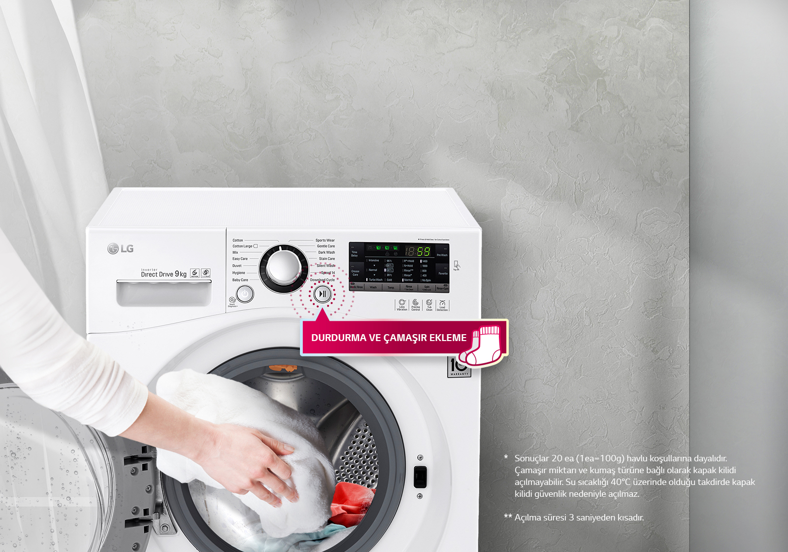 LG FH2C3QDP A++ Enerji Sınıfı 7 Kg 1200 Devir Çamaşır Makinesi Beyaz