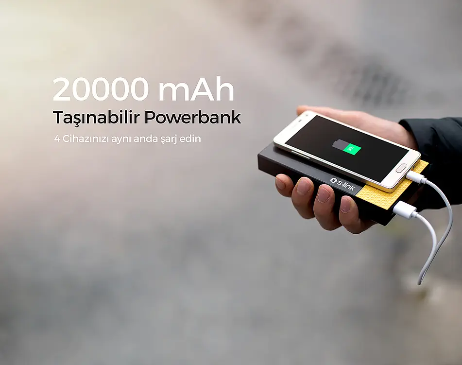 S-link IP-G22 20000mAh 4 Usb Port Beyaz Powerbank