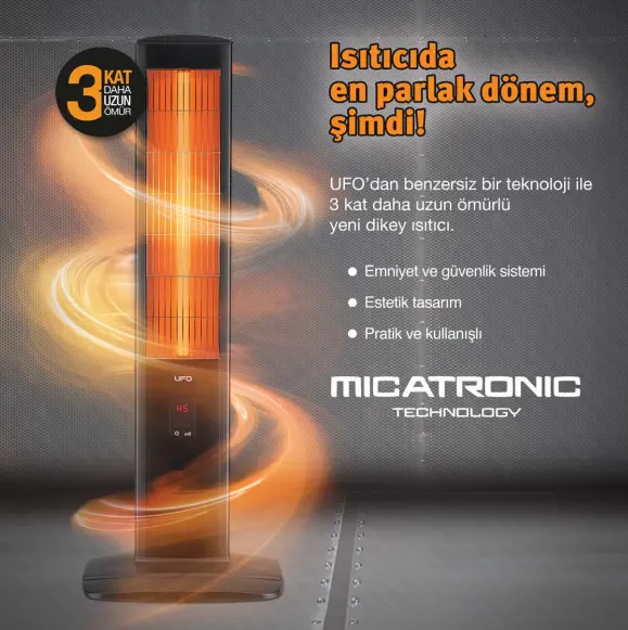 Ufo Micatronic 23/UK 2300W Dikey Uzaktan Kumandalı Infrared Isıtıcı