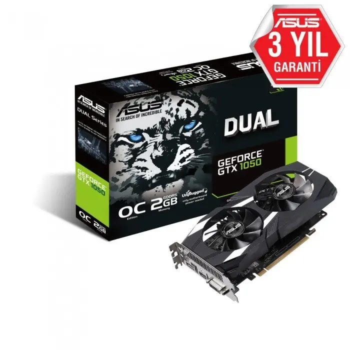 Asus DUAL-GTX1050-O2G-V2 2GB GDDR5 128 Bit DVI/HDMI Gaming Ekran Kartı