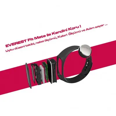 Everest FIT MATE W27 Bluetooth Smart Bileklik Gümüş Akıllı Saat