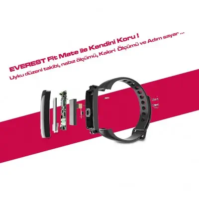 Everest FIT MATE W38 Bluetooth Smart Bileklik Siyah