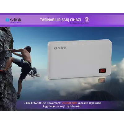 S-link IP-G200 20000mAh 4 Usb Port Siyah Powerbank