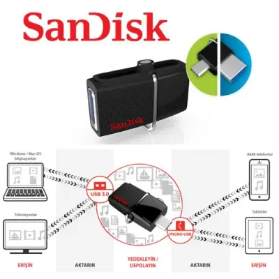 SanDisk SDDD2-064G-GAM46 USB 3.0/Micro-USB Bellek